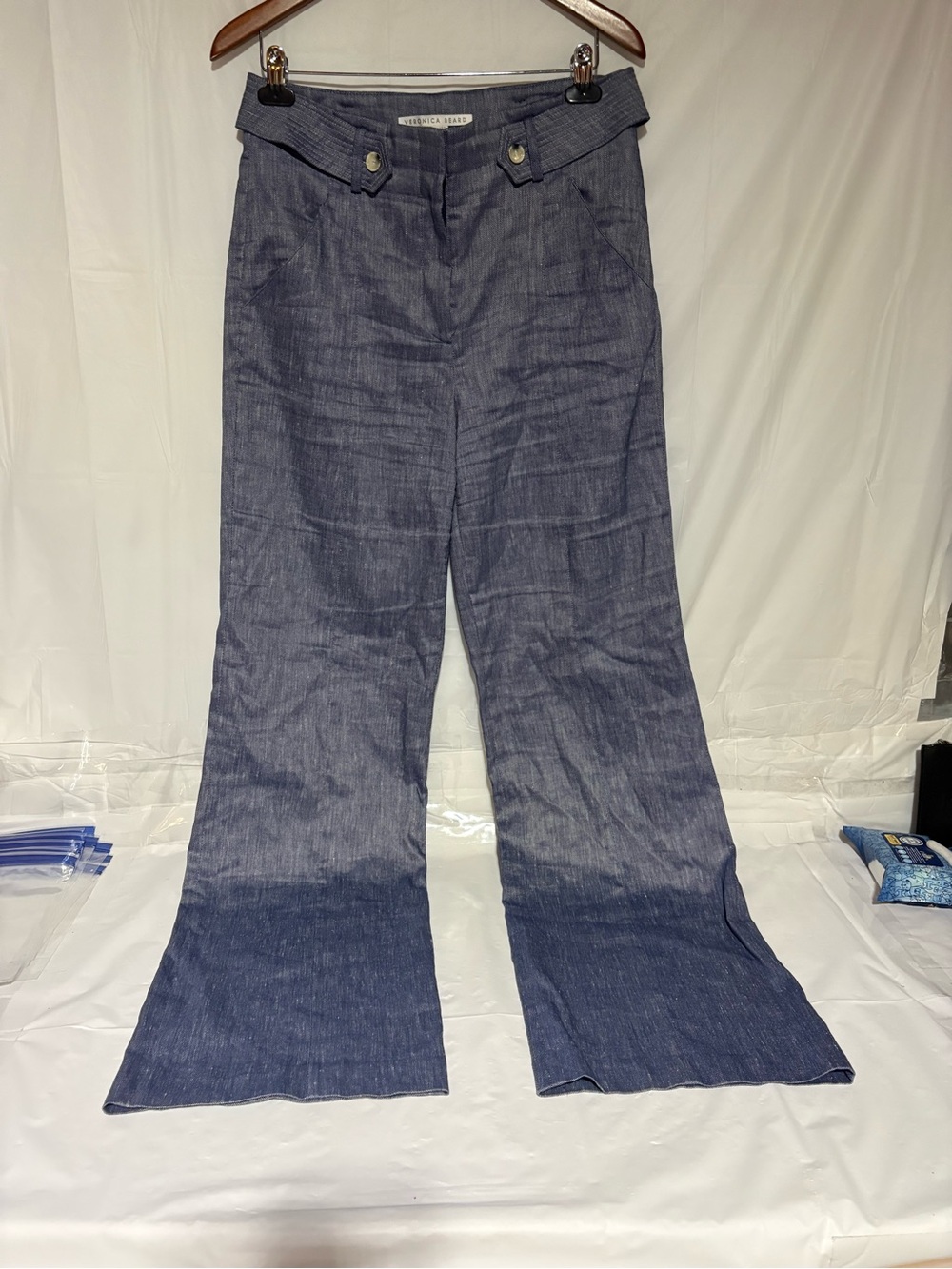 Veronica Beard Blue Wide-Leg Trousers
